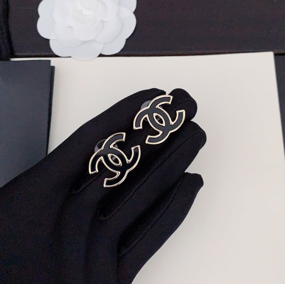 Chanel Black Earrings - 18K Yellow Gold
