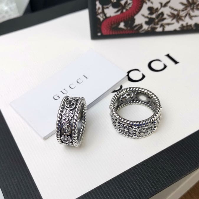 Gucci Double G Interlocking G Flowers Ring