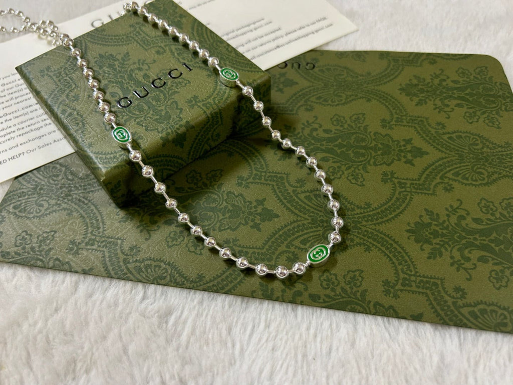 Gucci Double G Interlocking G Green Necklace