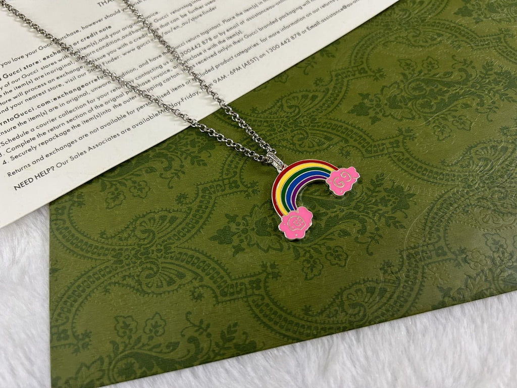 Gucci Double G Rainbow Pendant Necklace