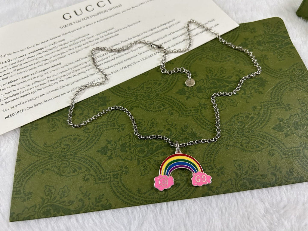 Gucci Double G Rainbow Pendant Necklace