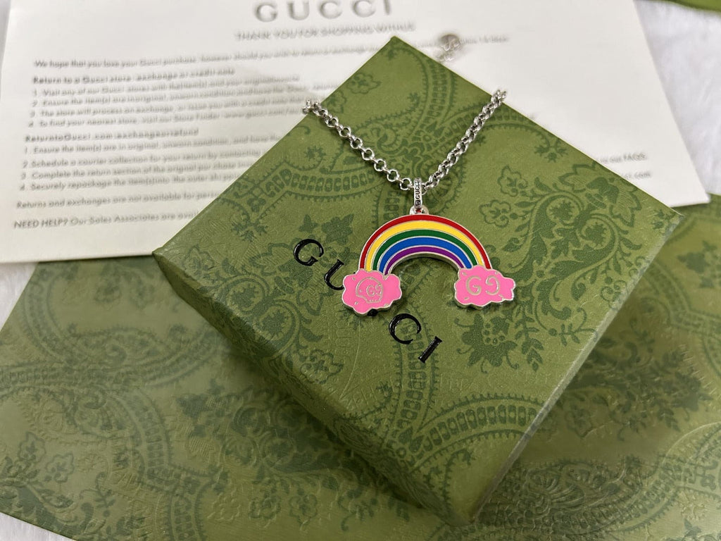 Gucci Double G Rainbow Pendant Necklace