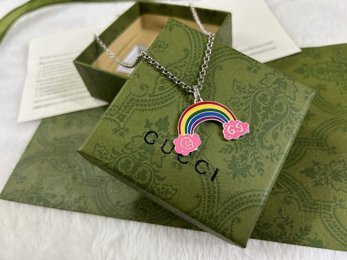 Gucci Double G Rainbow Pendant Necklace