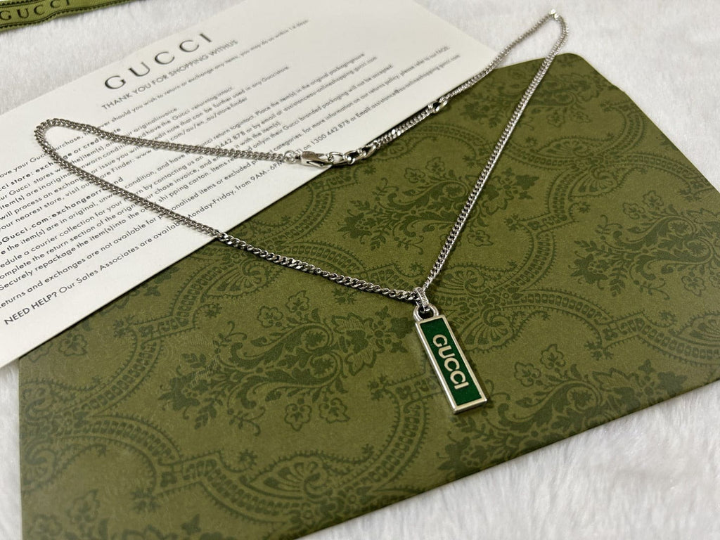 Gucci Double G Enamel Pendant Necklace