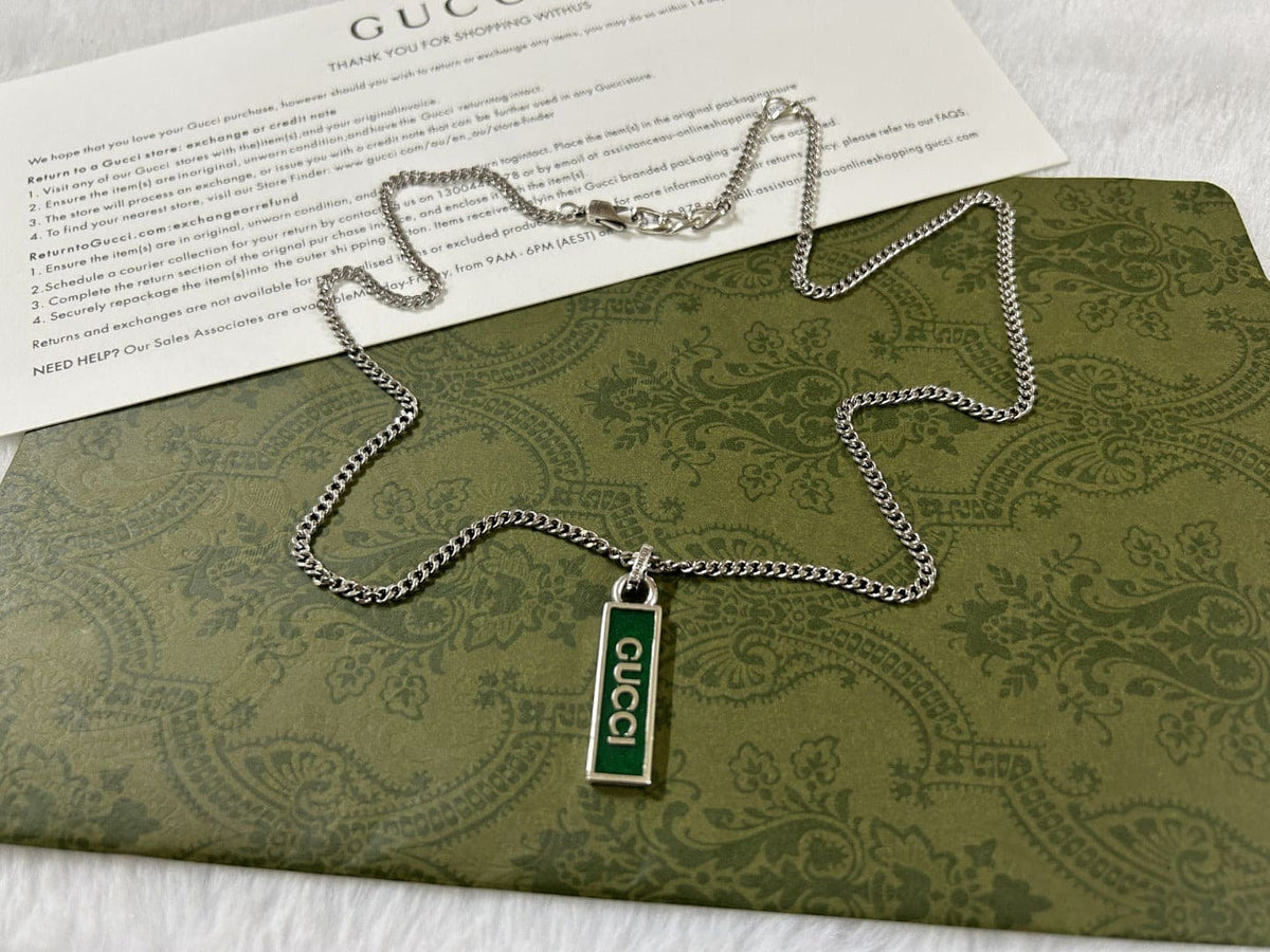 Gucci Double G Enamel Pendant Necklace