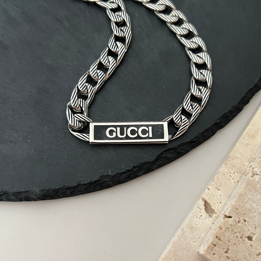 Gucci Double G Logo Enamel Chain Necklace