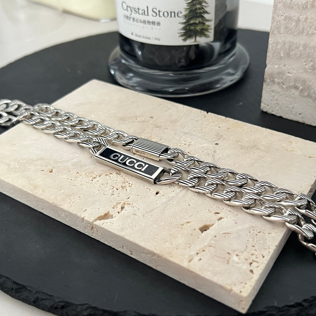 Gucci Double G Logo Enamel Chain Necklace
