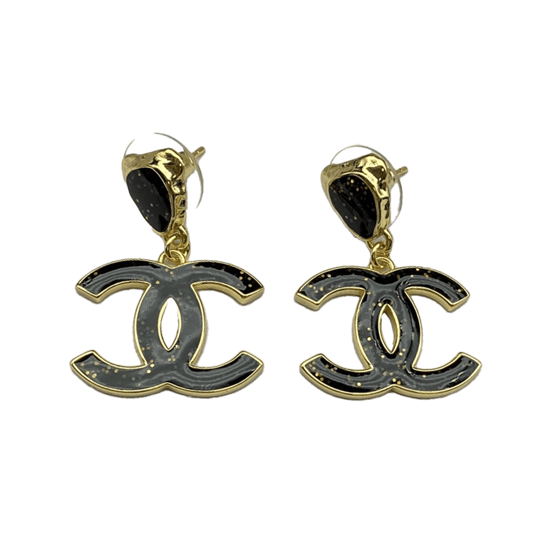 Chanel Classic Black Dangle Earrings - 18K Yellow Gold