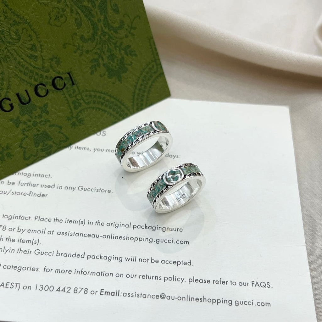 Gucci Double G Interlocking G Turquoise Ring