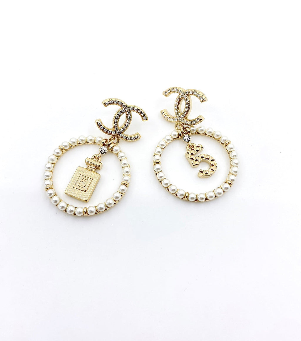 Chanel No.5 Perfume Bottle Earrings - 18K Yellow Gold