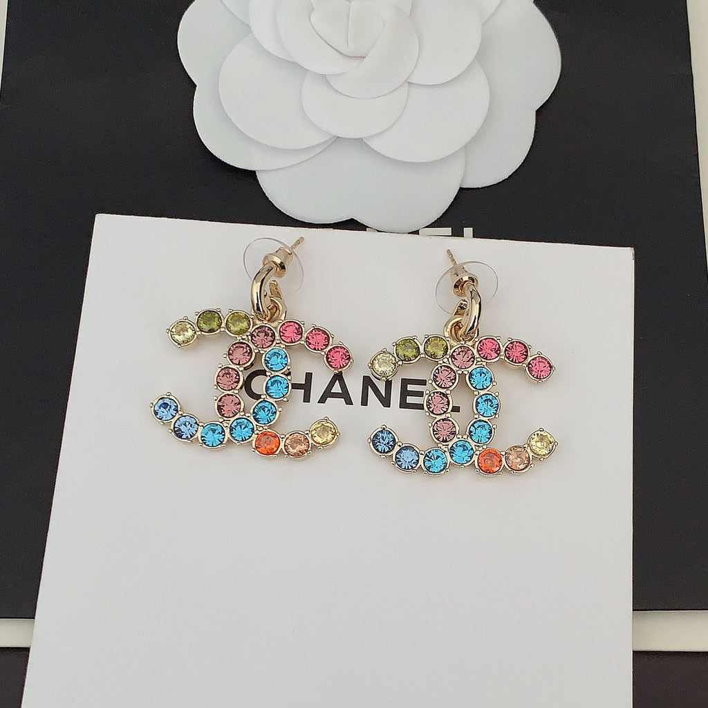 Chanel Color Crystal Earrings - 18K Yellow Gold