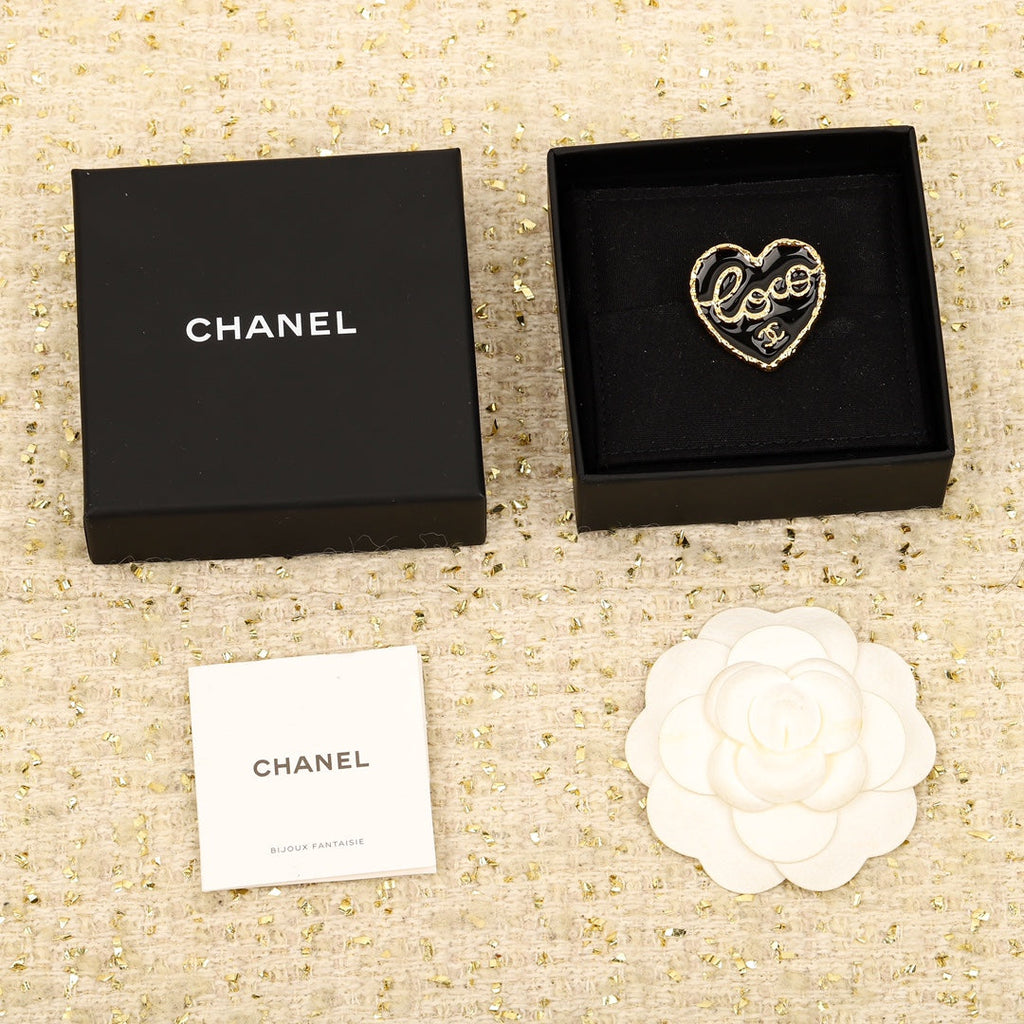Chanel Black Heart Brooch