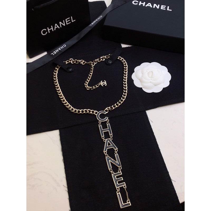 Chanel 22S Big Black Logo Necklace