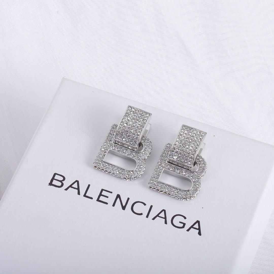 Balenciaga Hourglass Diamond Earrings - 18K White Gold