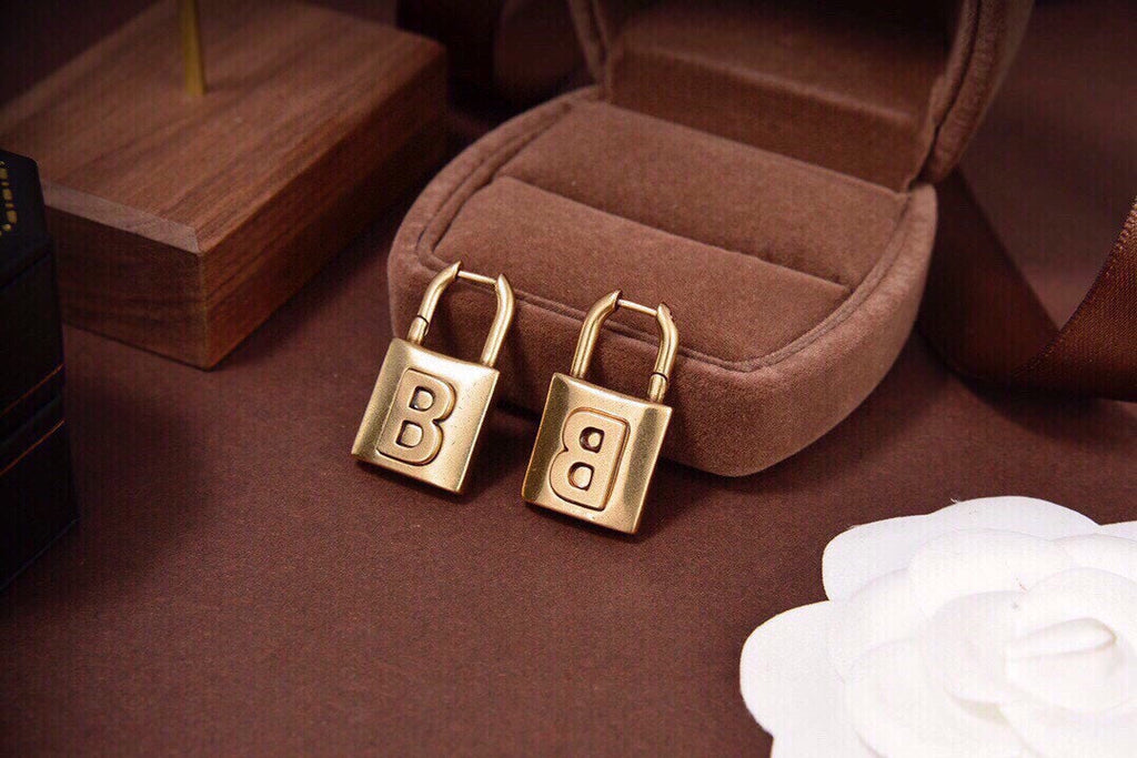 Balenciaga Gold Small Lock Earrings - 18K Gold