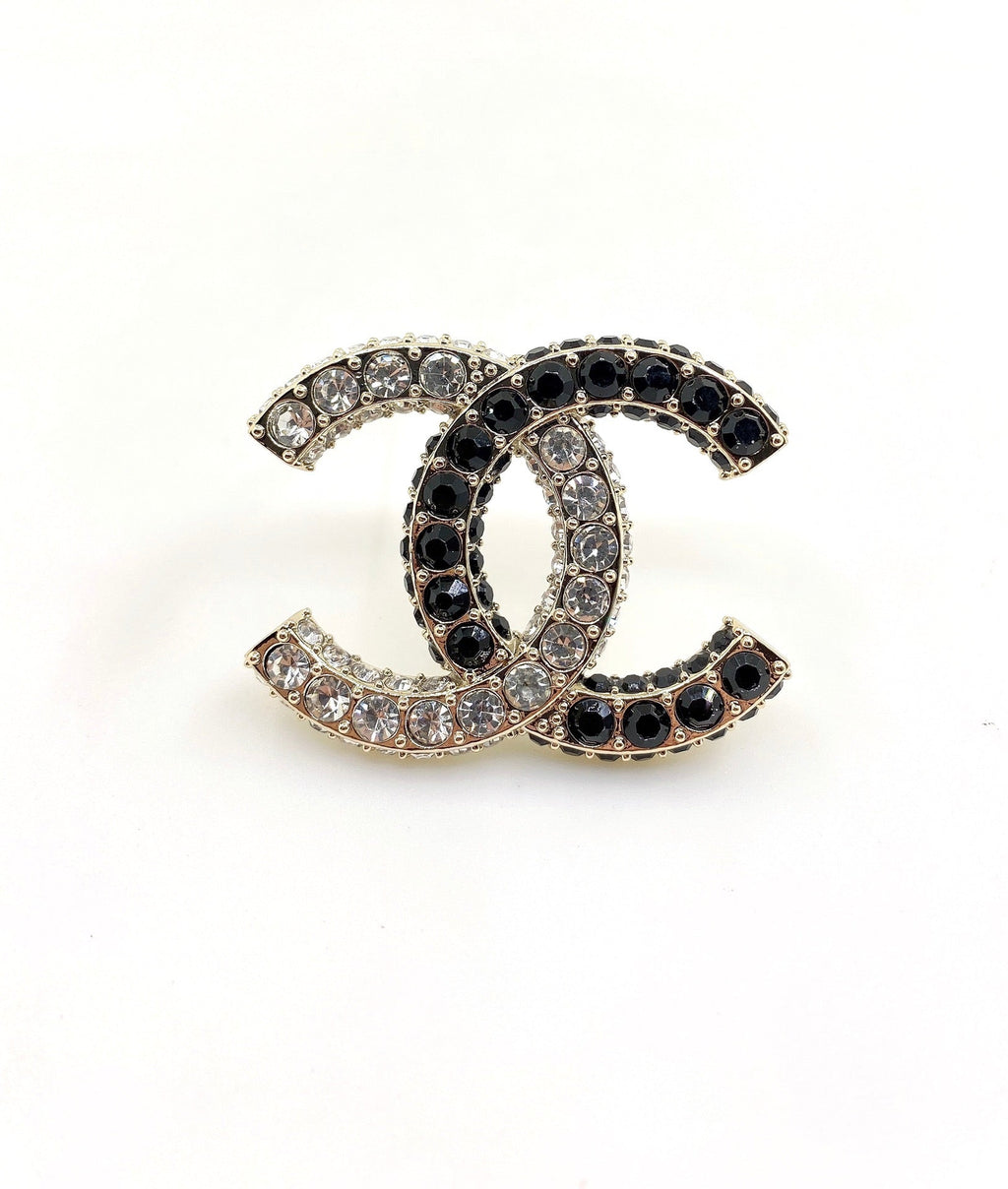 Chanel Black & White Crystal Brooch