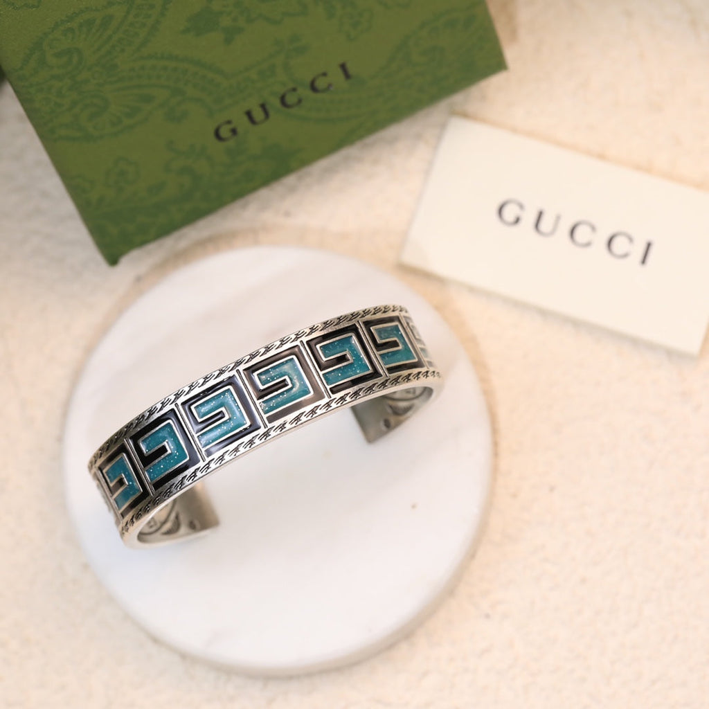 Gucci Double G Cube Green Wide Bracelet