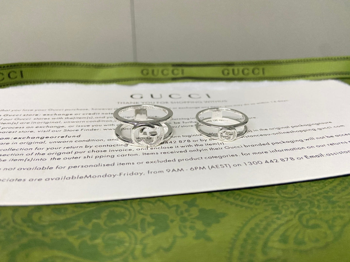Gucci Double G Interlocking G Wide Open Ring