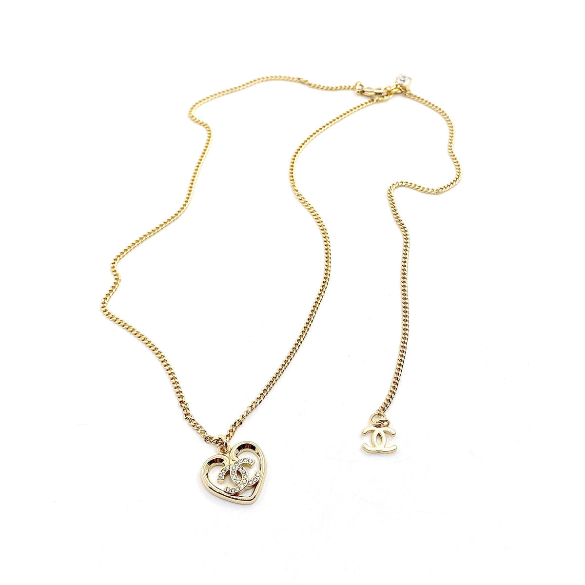 Chanel Heart Pendant Chain Necklace