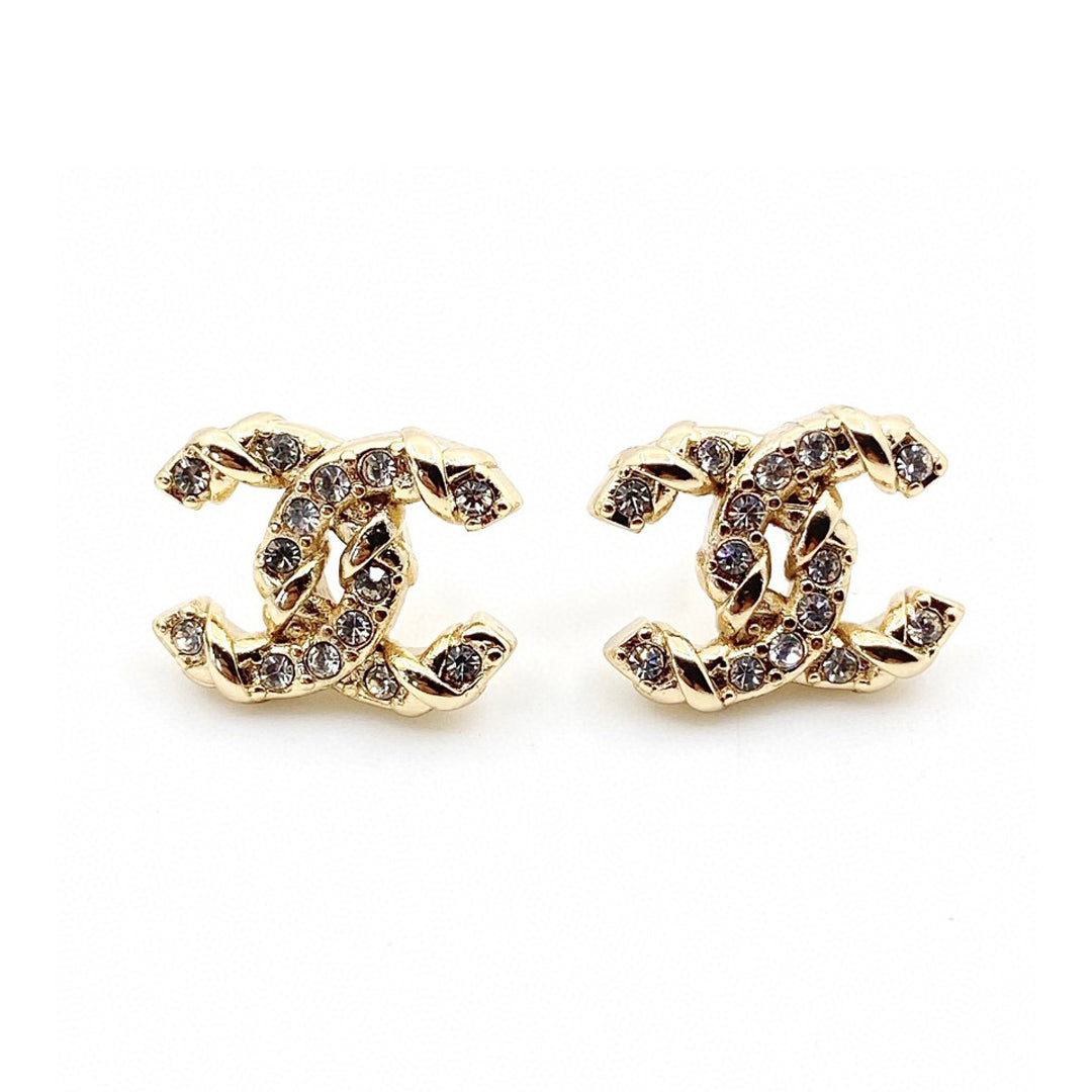 Chanel Full Crystal Earrings - 18K Yellow Gold