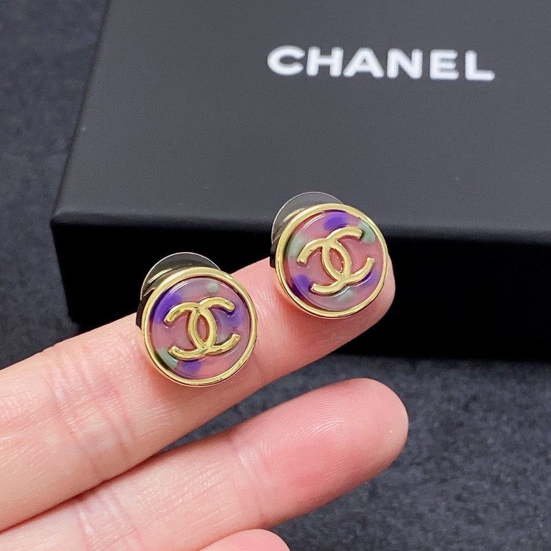 Chanel Colorful Round Earrings - 18K Yellow Gold