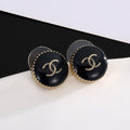 Chanel Circle Black Resin Earrings - 18K Yellow Gold