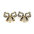 Chanel Bow Tie Strass Earrings - 18K Yellow Gold