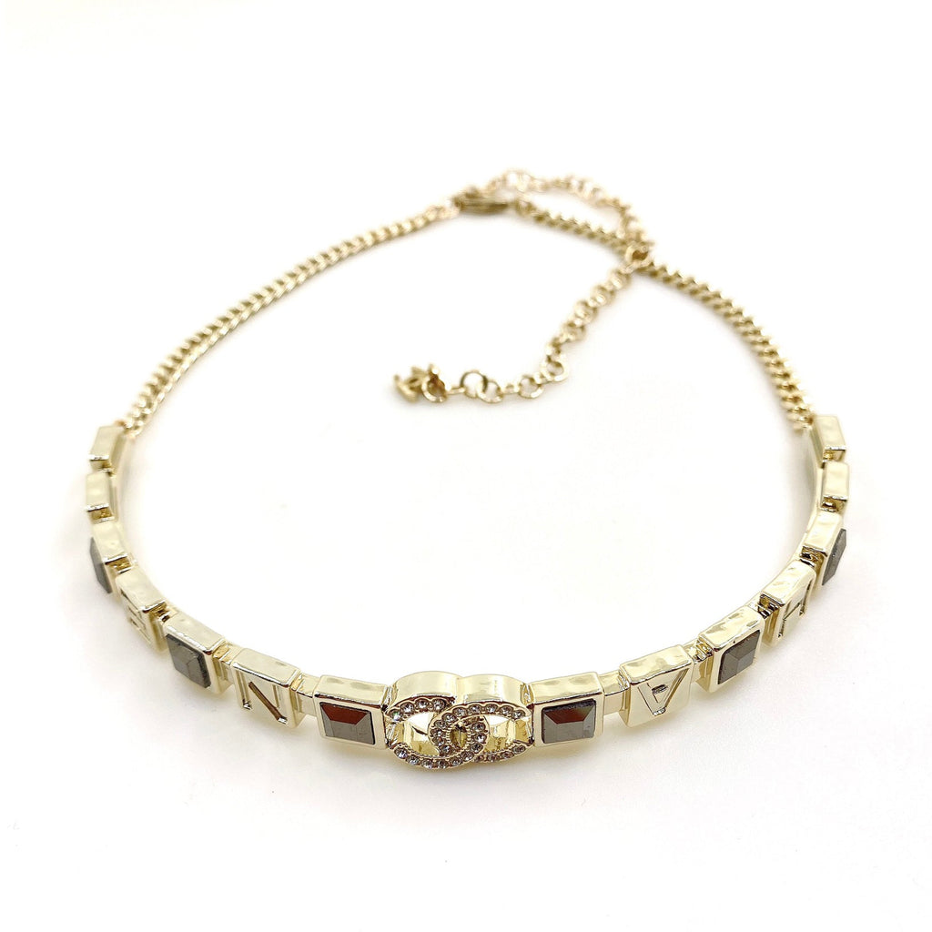 Chanel Gray Crystal Necklace