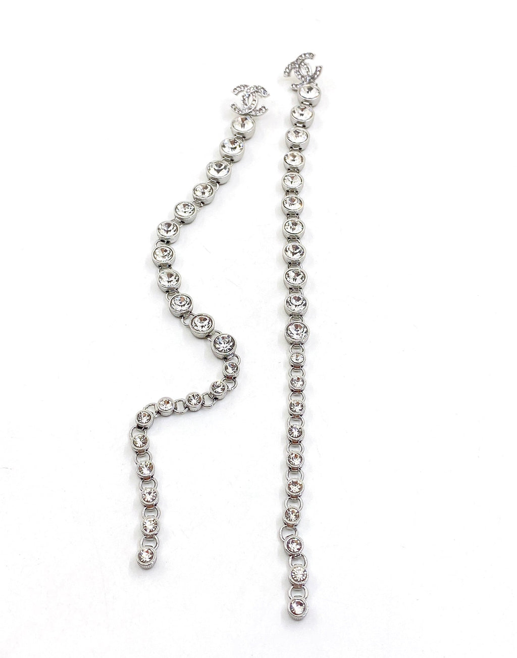 Chanel Long Crystal Earrings - 18K White Gold