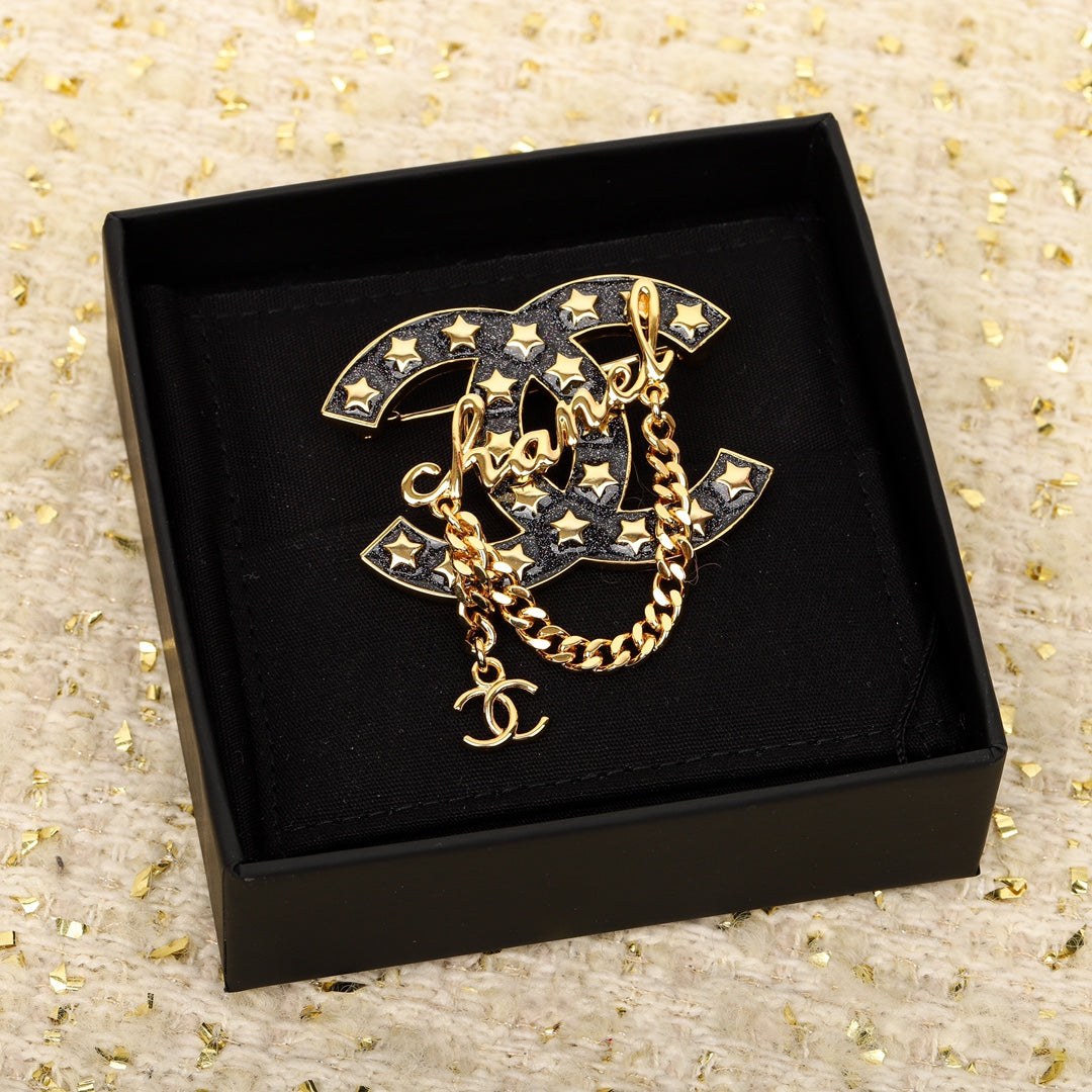 Chanel Black Chain Brooch