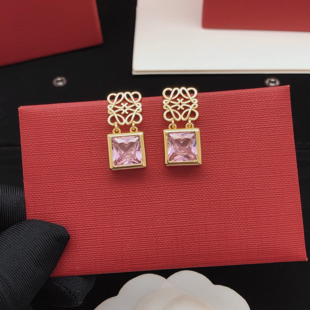 LOEWE Anagram Crystal Earrings - 18K Gold