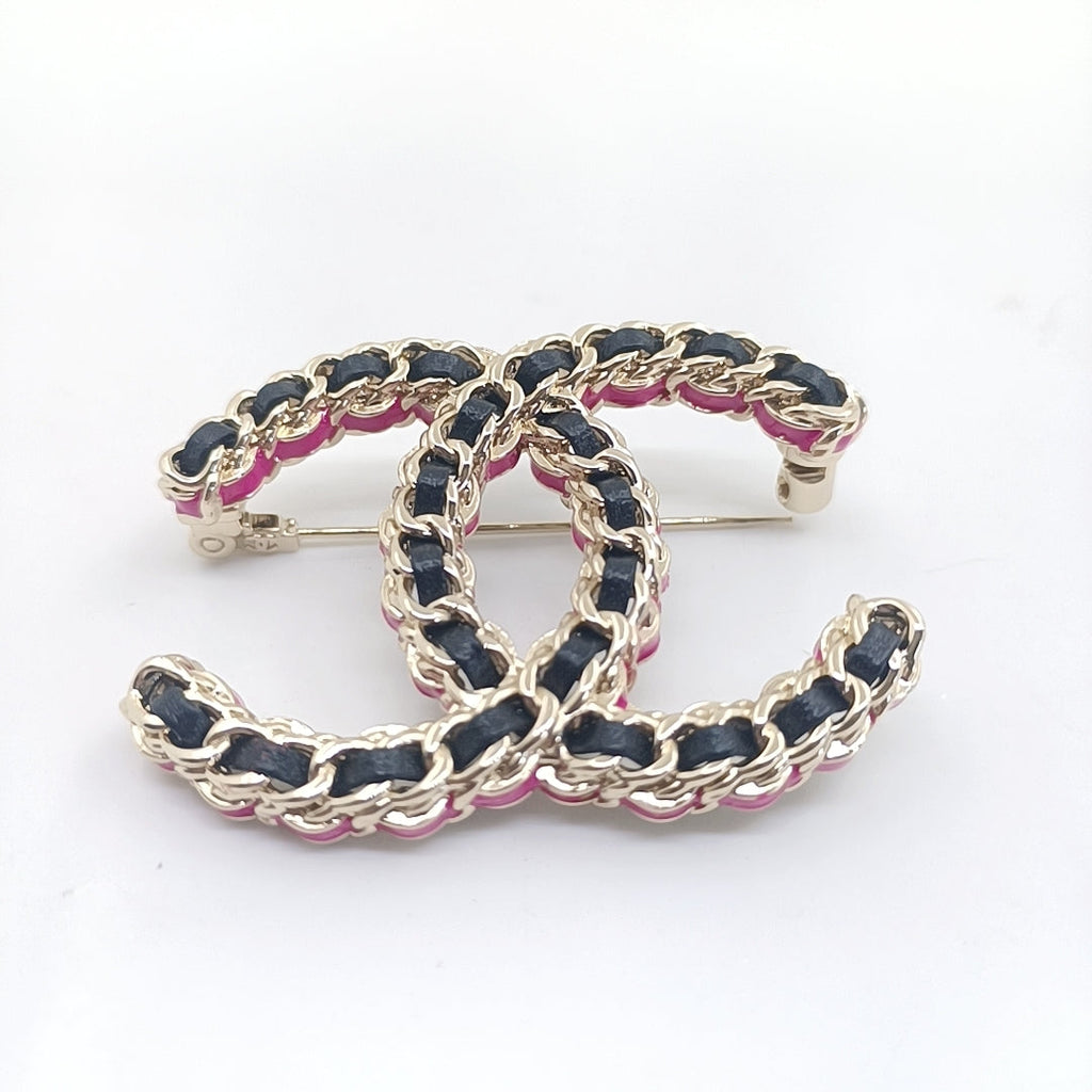 Chanel Leather Pink Brooch