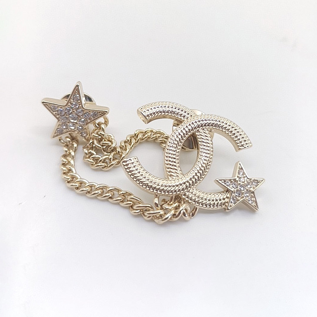 Chanel Heart Star Chain Brooch