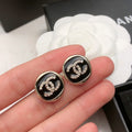 Chanel Black & White Diamond Earrings - 18K Yellow Gold