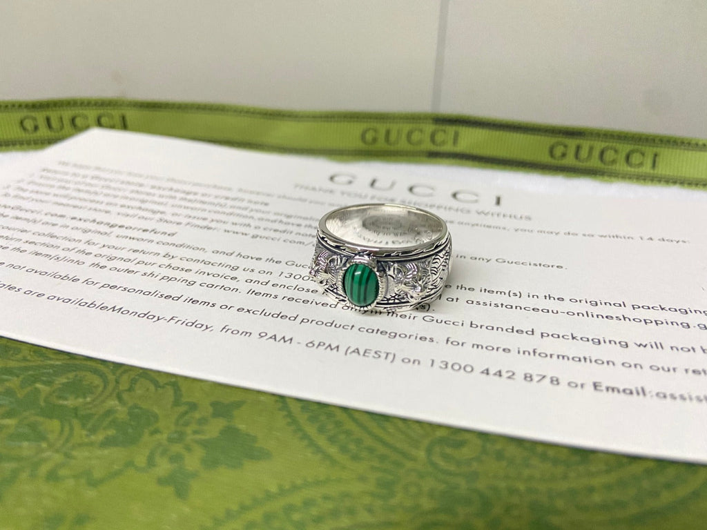 Gucci Double G Feline Garden Green Ring