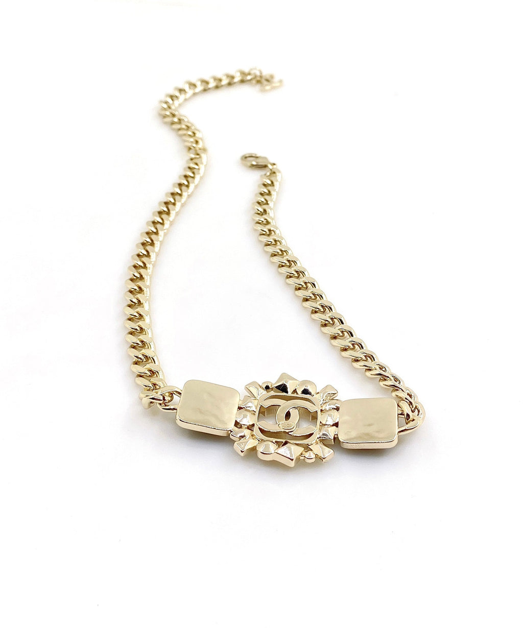 Chanel Black Crystals Chain Necklace