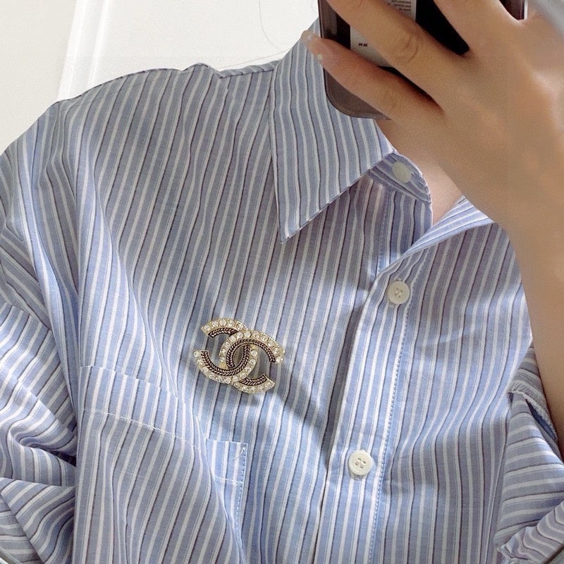 Chanel Diamond Gold Brooch