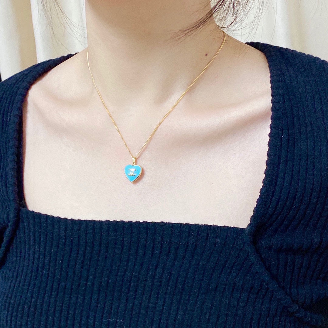 Chanel Blue Heart Necklace