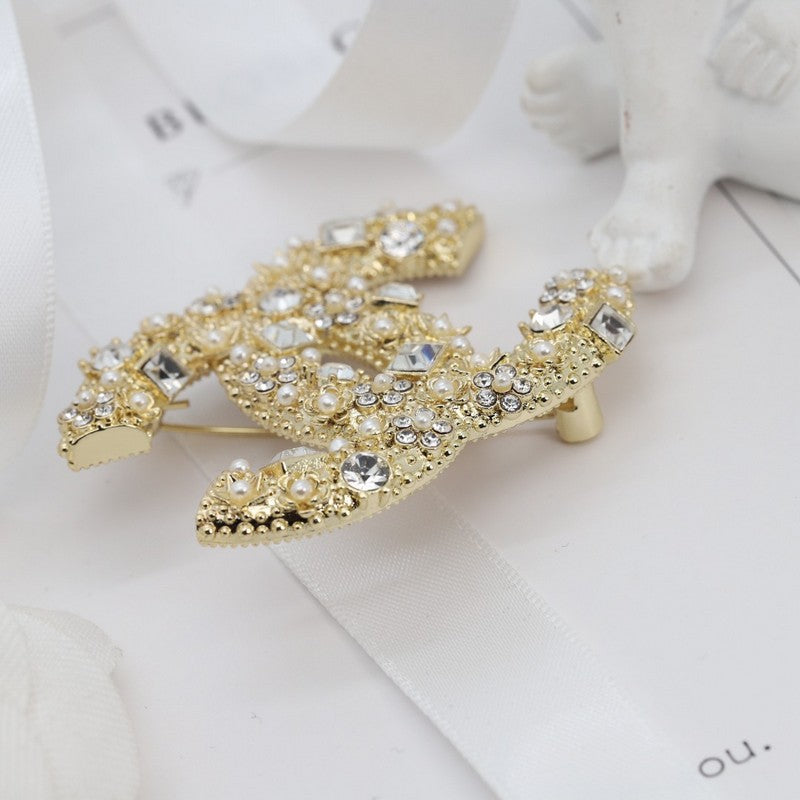 Chanel Crystal Gold Brooch
