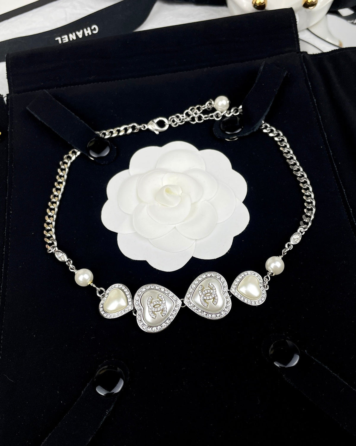 Chanel Heart Crystal Necklace
