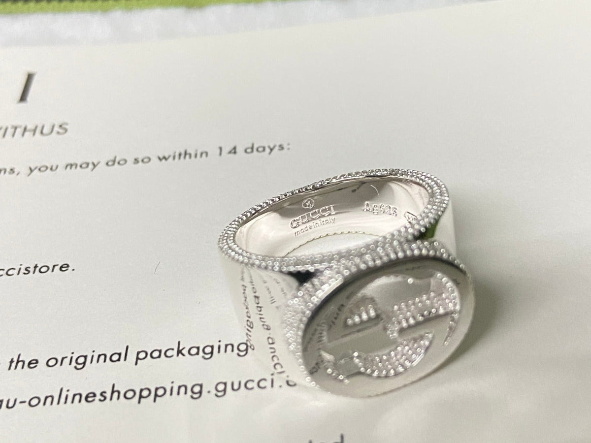 Gucci Double G Interlocking G Wide Ring - 10 mm Width