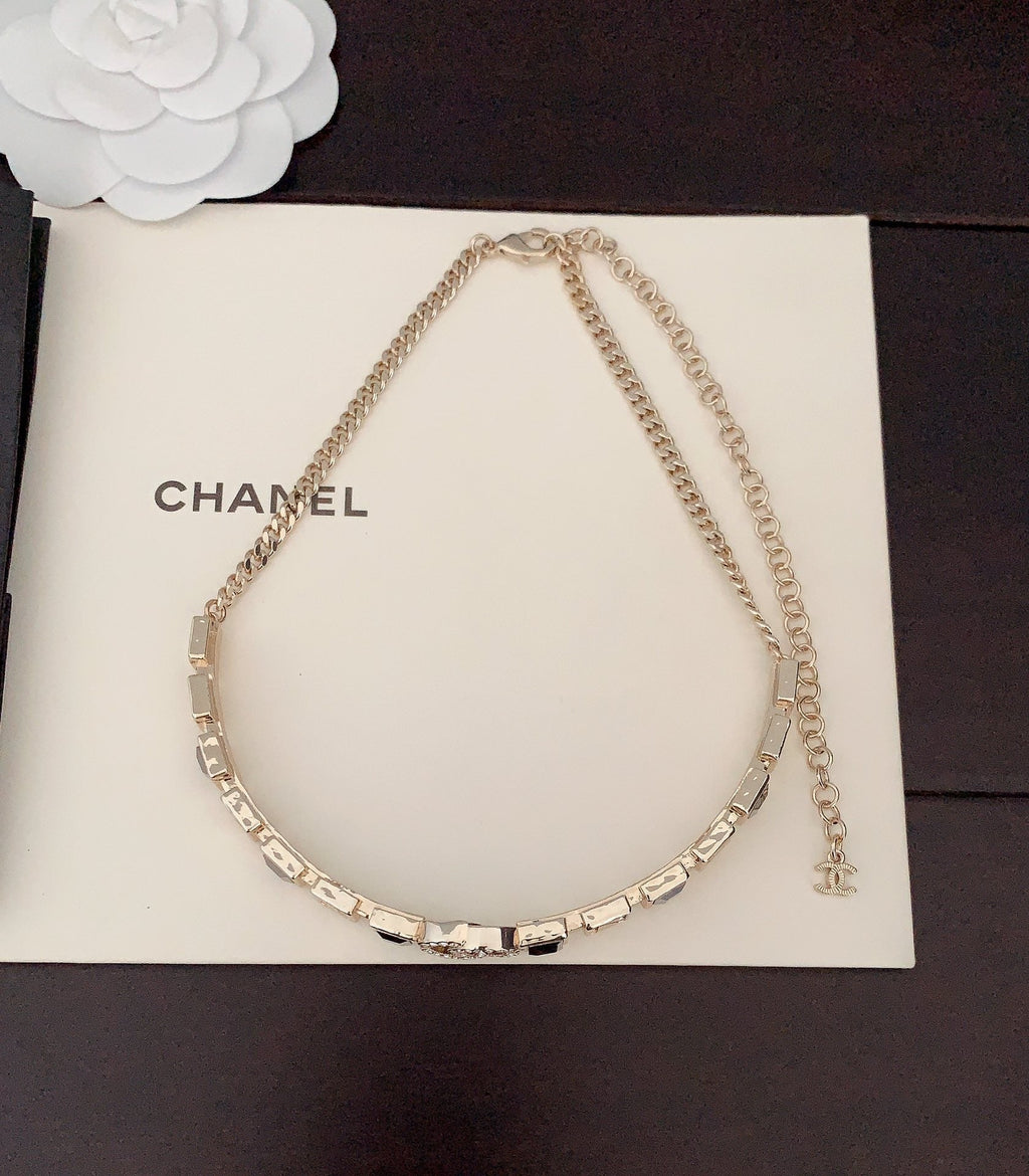 Chanel Gray Crystal Necklace