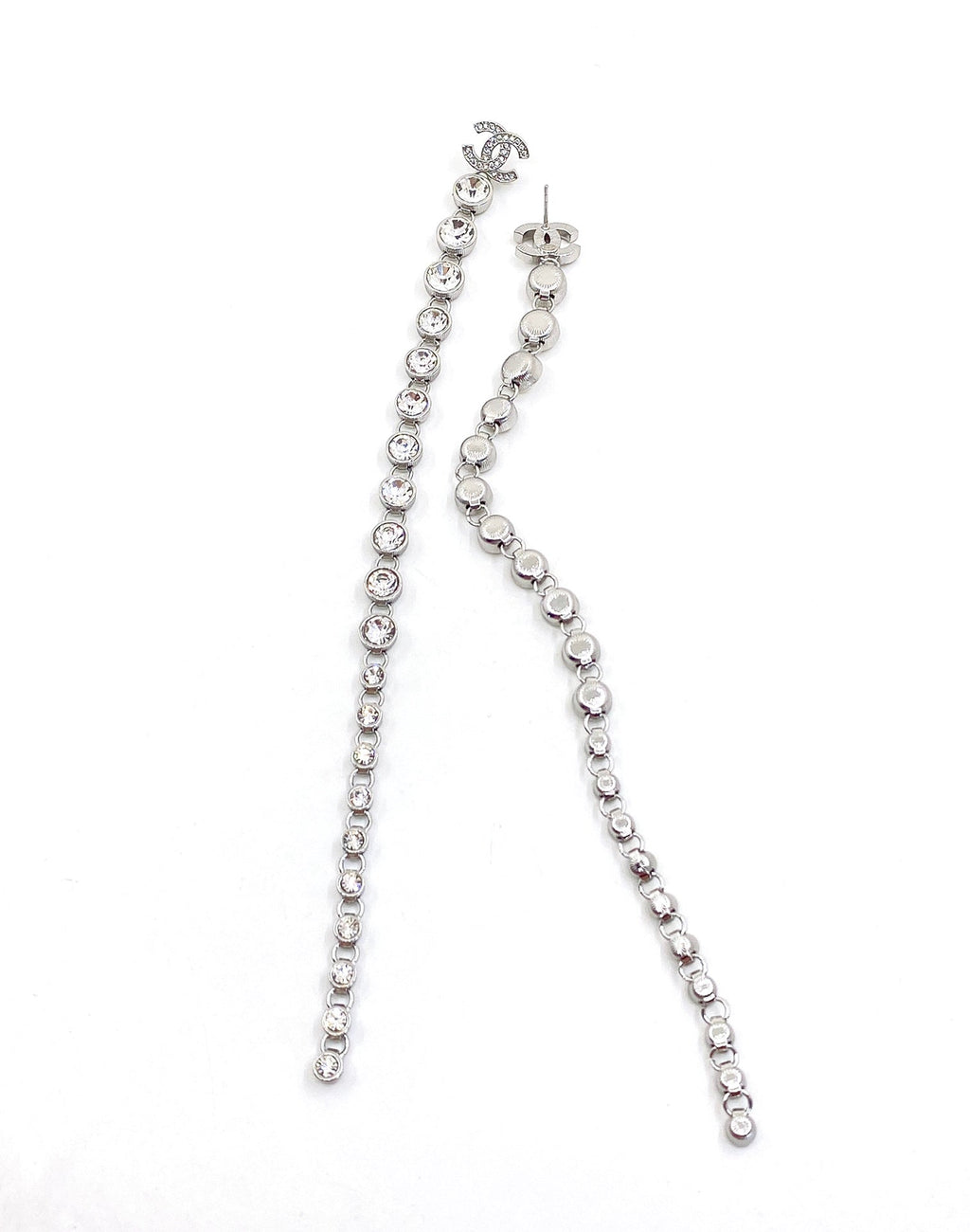 Chanel Long Crystal Earrings - 18K White Gold