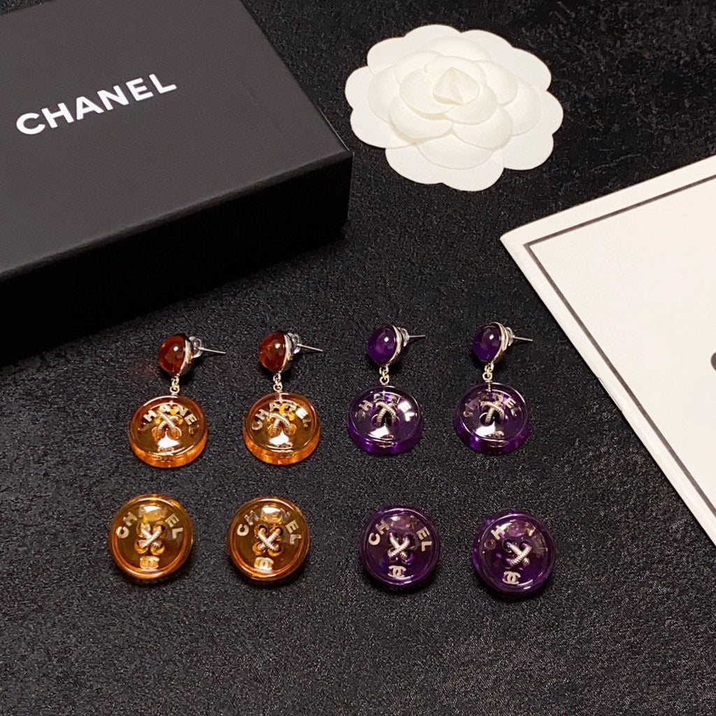 Chanel Orange Pendant Earrings - 18K Yellow Gold