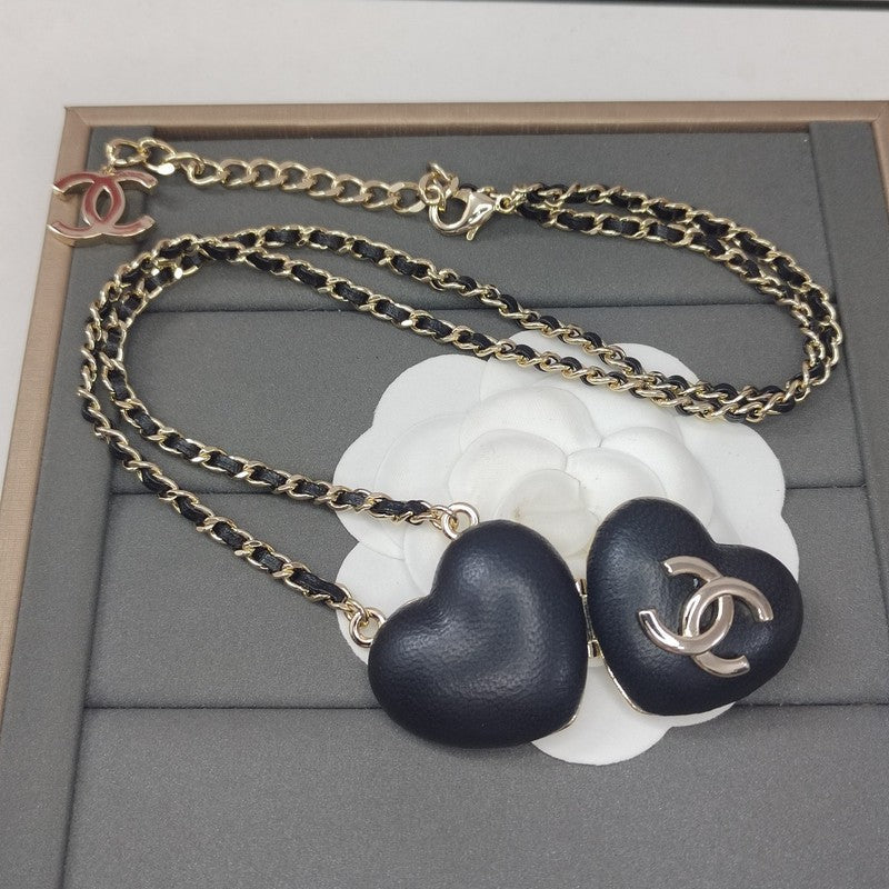 Chanel Black Heart Gold Necklace