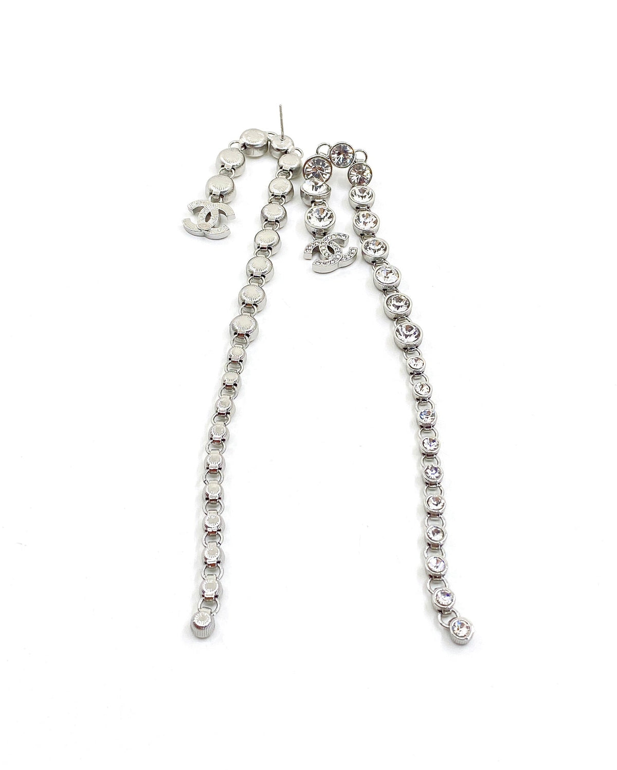 Chanel Long Crystal Earrings - 18K White Gold