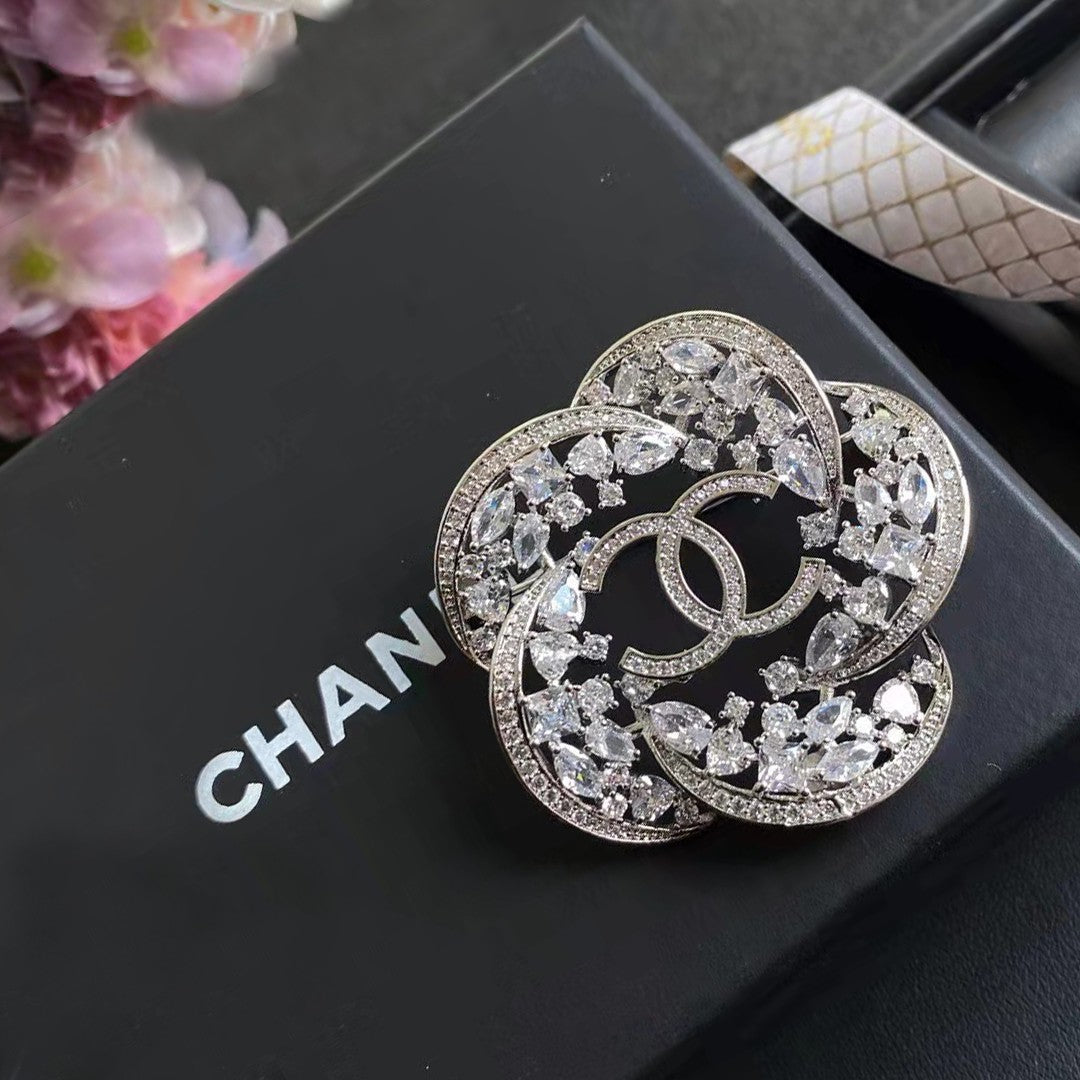 Chanel Camellia Crystal Brooch