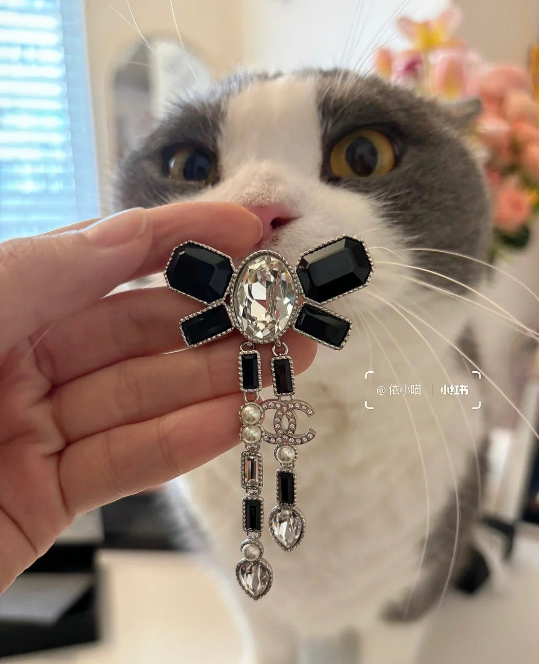 Chanel Bow Tie Crystal Brooch