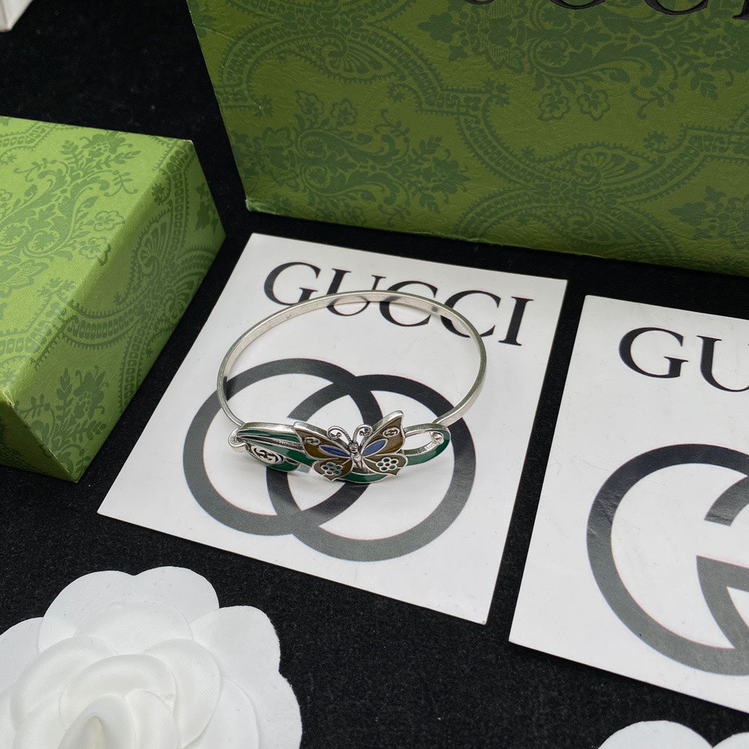 Gucci Double G Interlocking G & Butterfly Bracelet