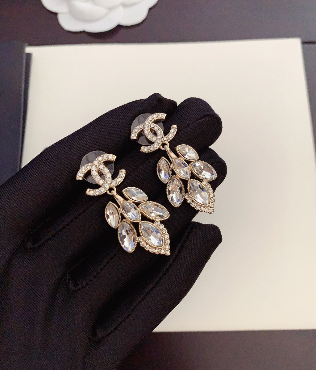 Chanel Crystals Pendant Earrings - 18K Yellow Gold